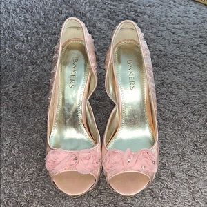 Pink peep toe platform